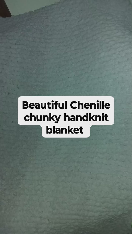 Beautiful Chenille chunky handknit blanket